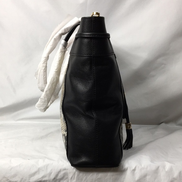 Talbots Top Zip Leather Snakeskin Tote Purse with Shoulder Straps NEW With Tags - Picture 6 of 15